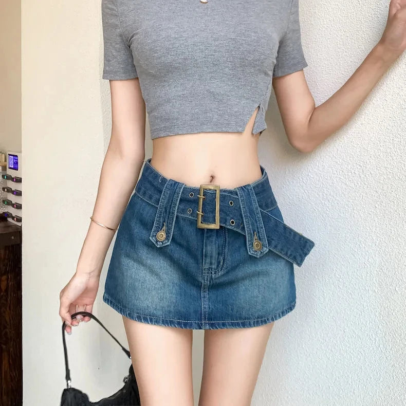 New Mid-Waist Denim Skorts