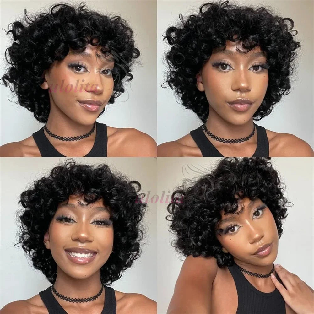 Egg Curls Human Hair Wig With Bangs