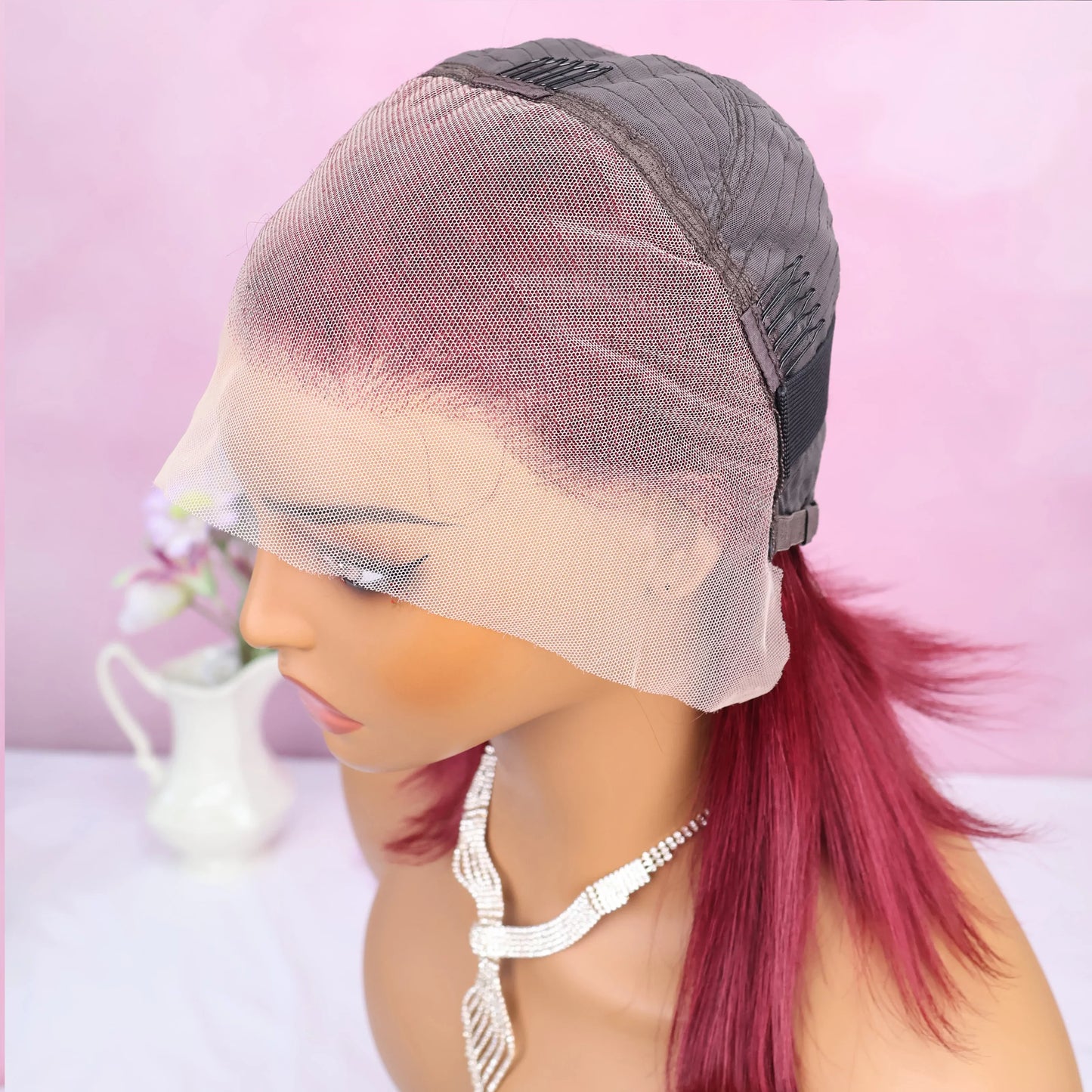 Burgundy Straight Short Brazilian Human Hair Wig