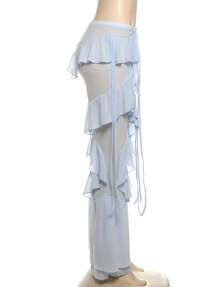 Women's Irregular Tierred Flared Trousers