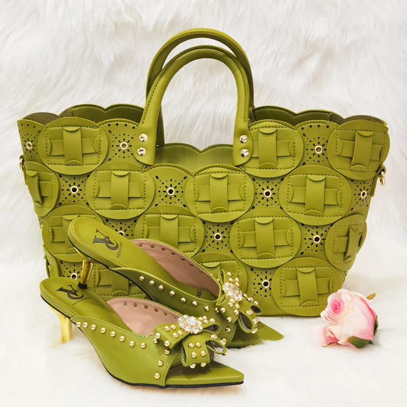 Rivet-Style Matching Shoes & Bag Set