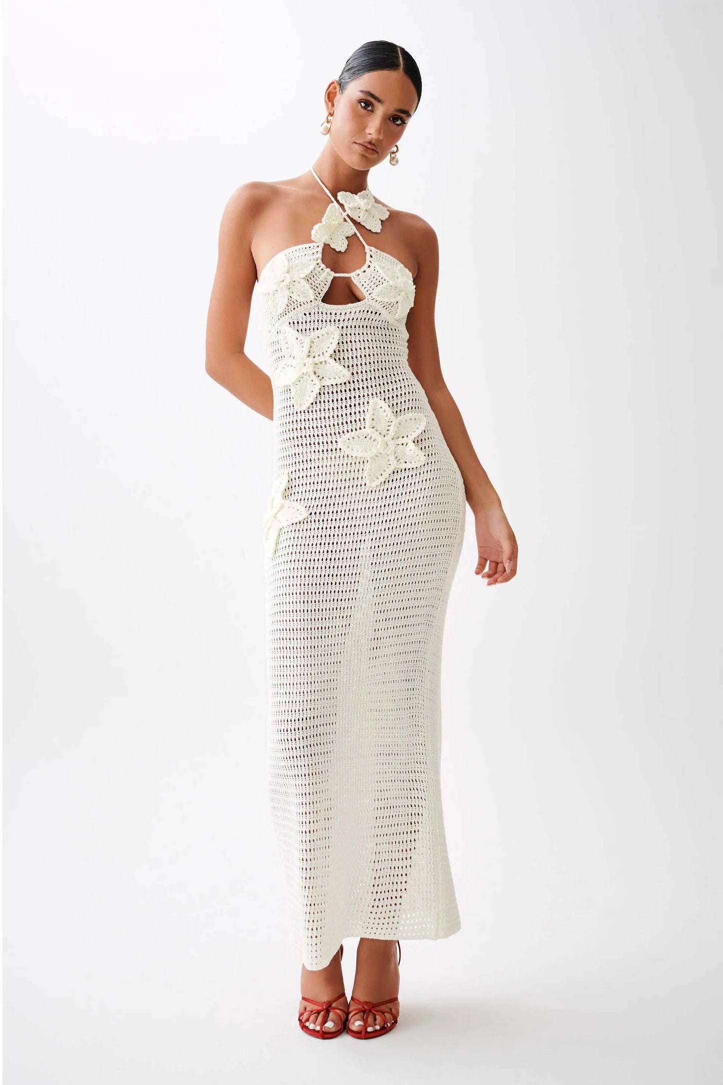Women’s Beach Dresses Sexy Backless Knitted Long Dress Star Crochet Maxi Dresses 2024 Summer Women Beach Wear