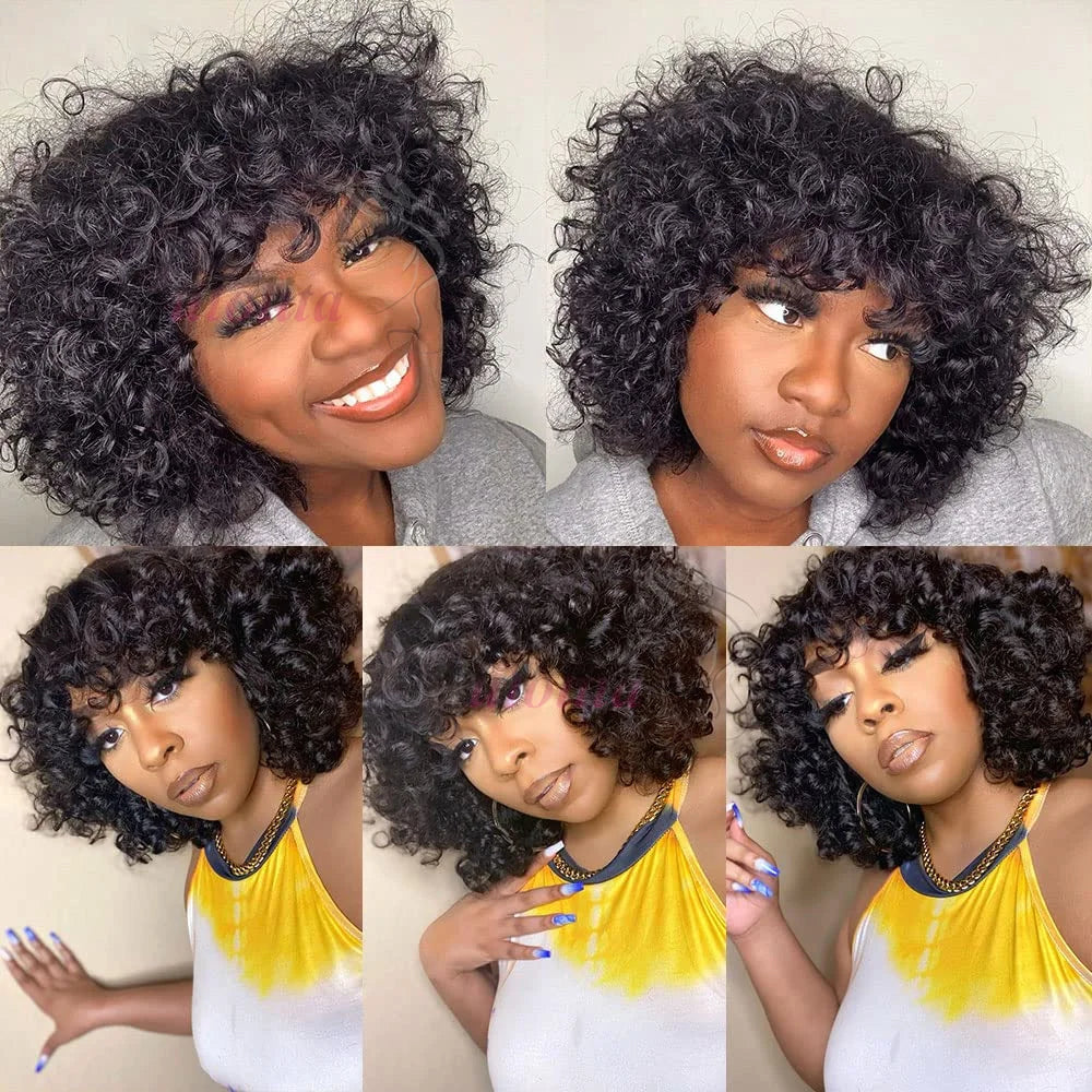 Egg Curls Human Hair Wig With Bangs