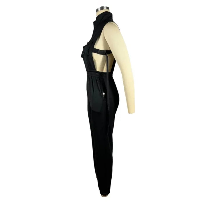 Sleeveless  Zipper 4-Pocket Jumpsuit