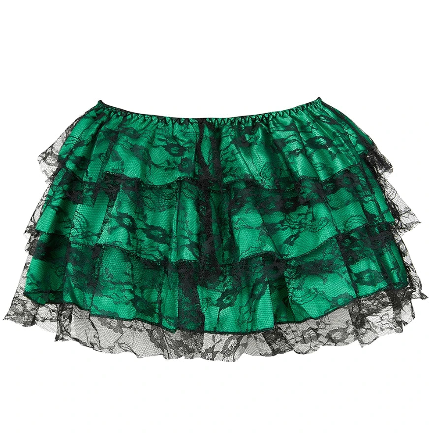 Layered Mesh Lace Pleated Gothic Mini Skirt