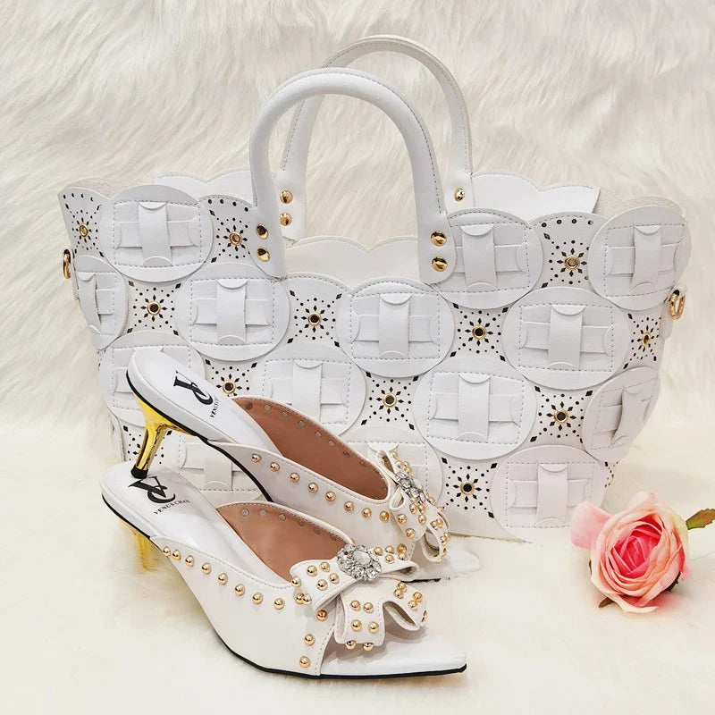 Rivet-Style Matching Shoes & Bag Set