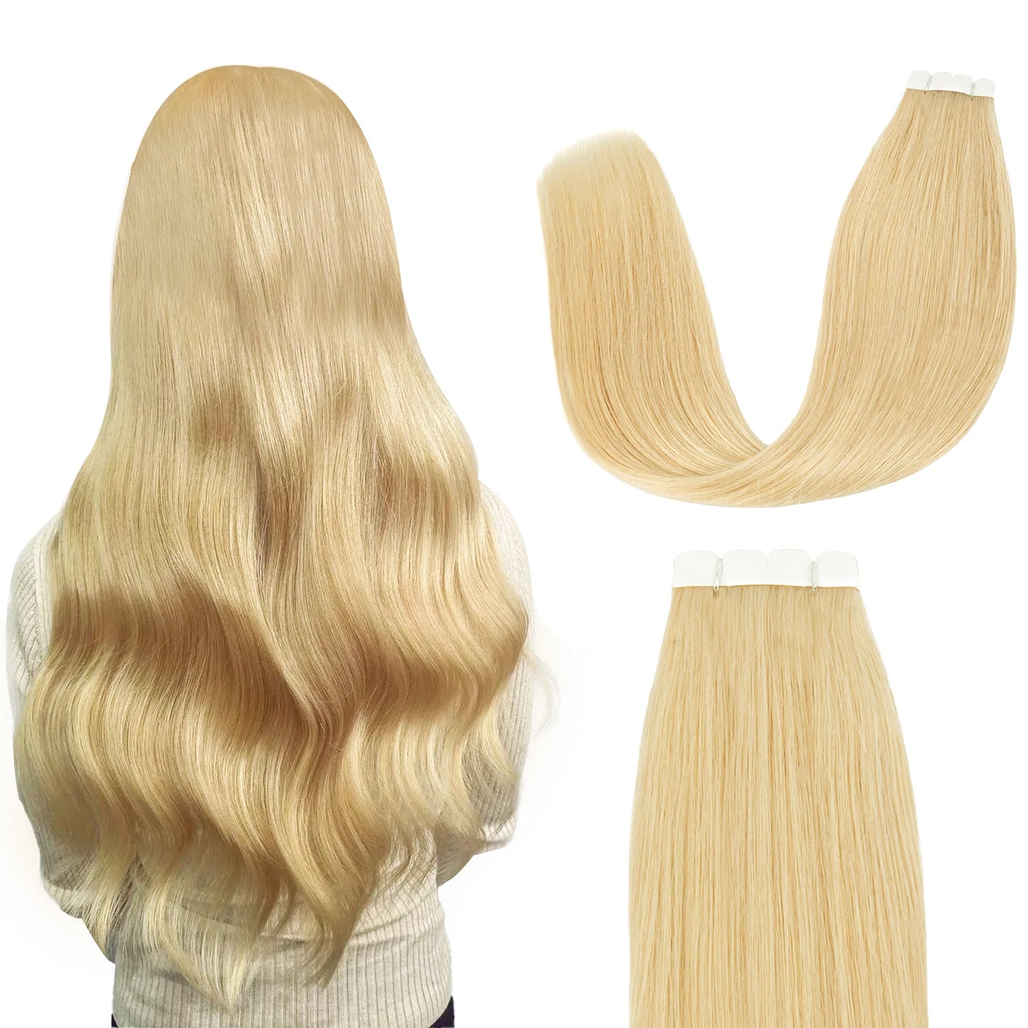 K.S WIGS Mini Tape in Hair Extensions Human Hair Straight Seamless Skin Weft Real Natural Brazilian Hair For Women Balayage 10Pc