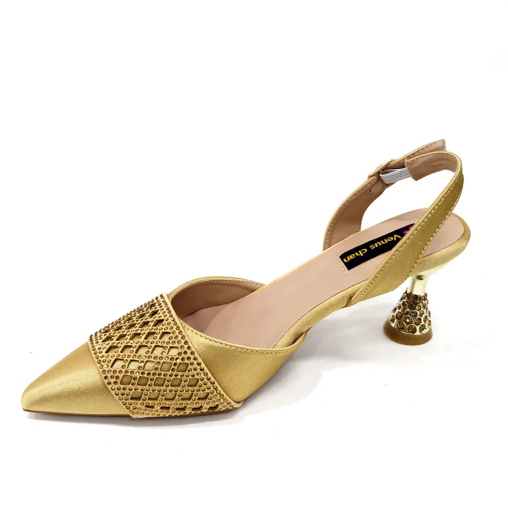 New Elegant Heels & Rhinestone Handbag Set