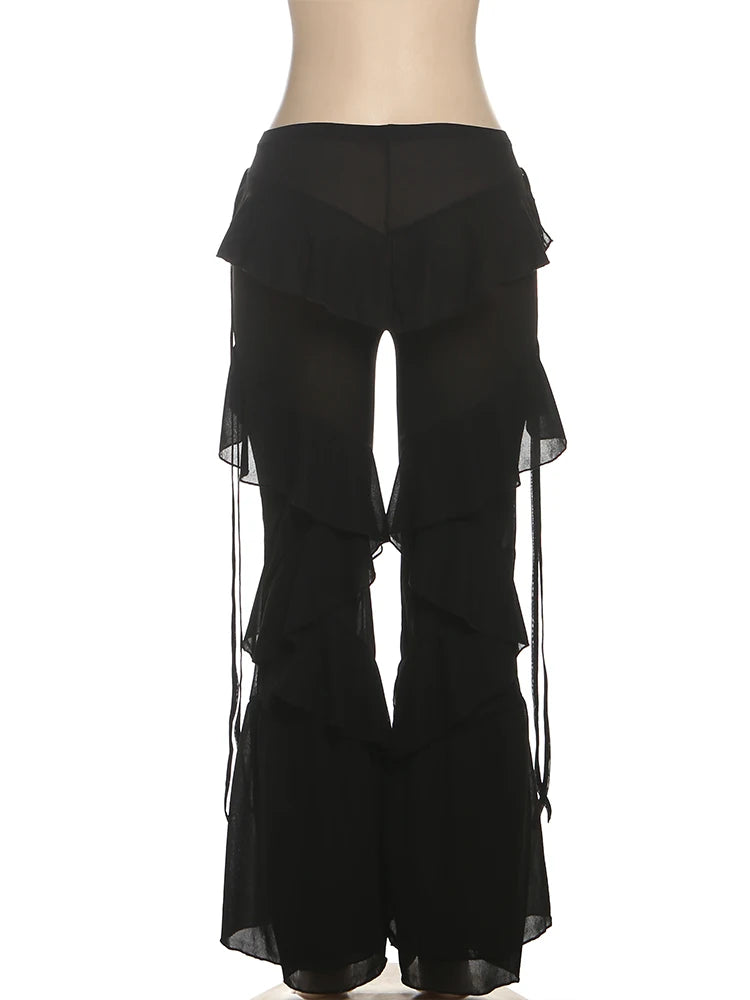 Women's Irregular Tierred Flared Trousers