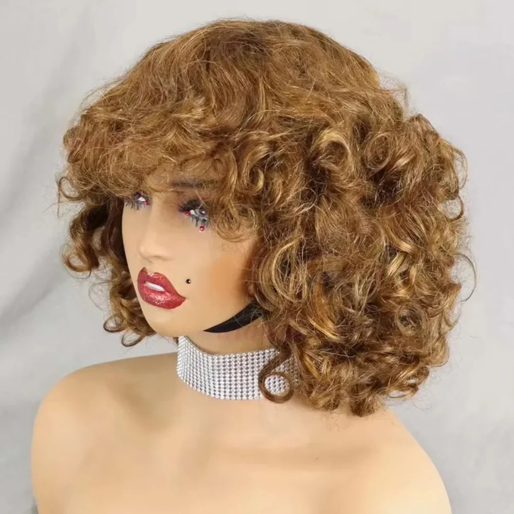 Egg Curls Human Hair Wig With Bangs