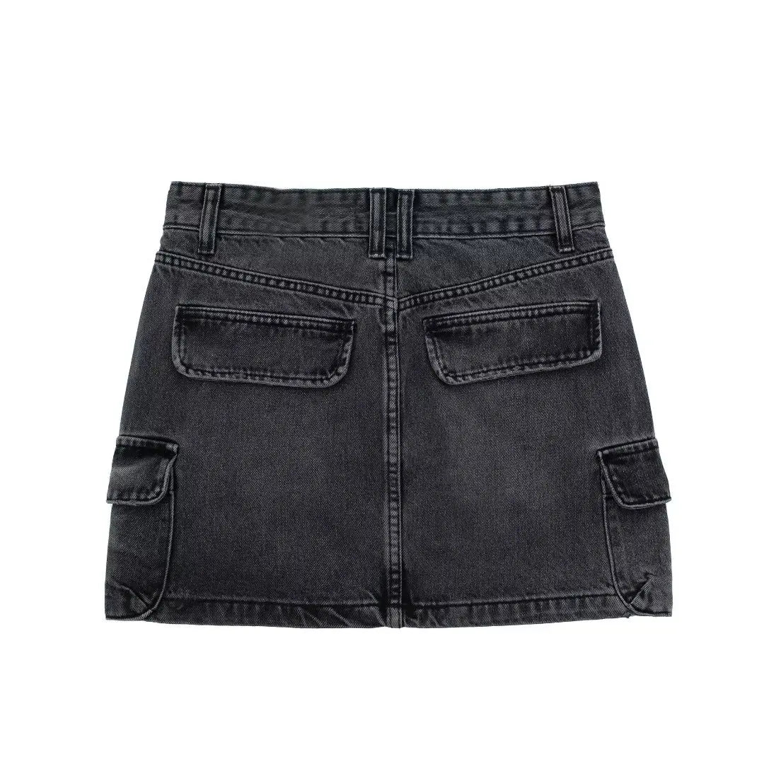 Denim Cargo Short Skirt