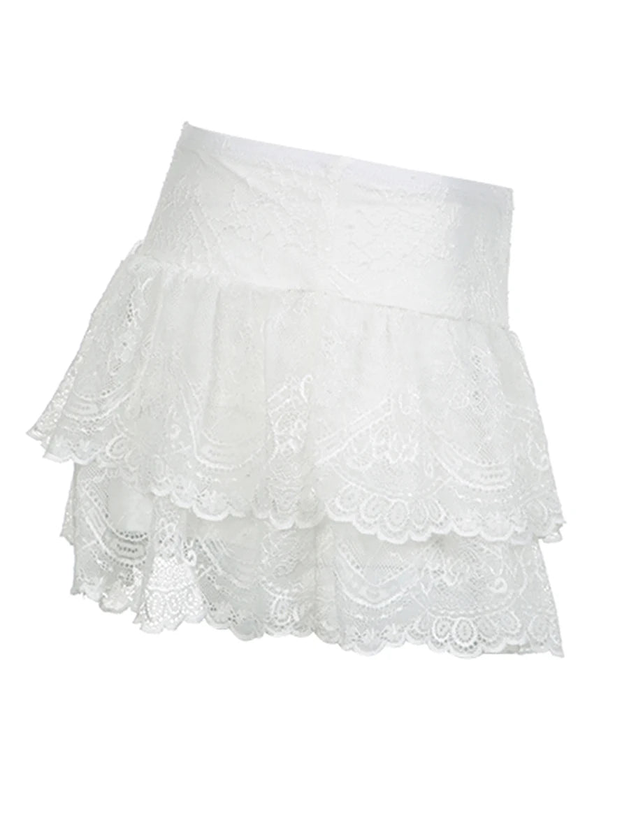 Tiered Lace Mini Skirt