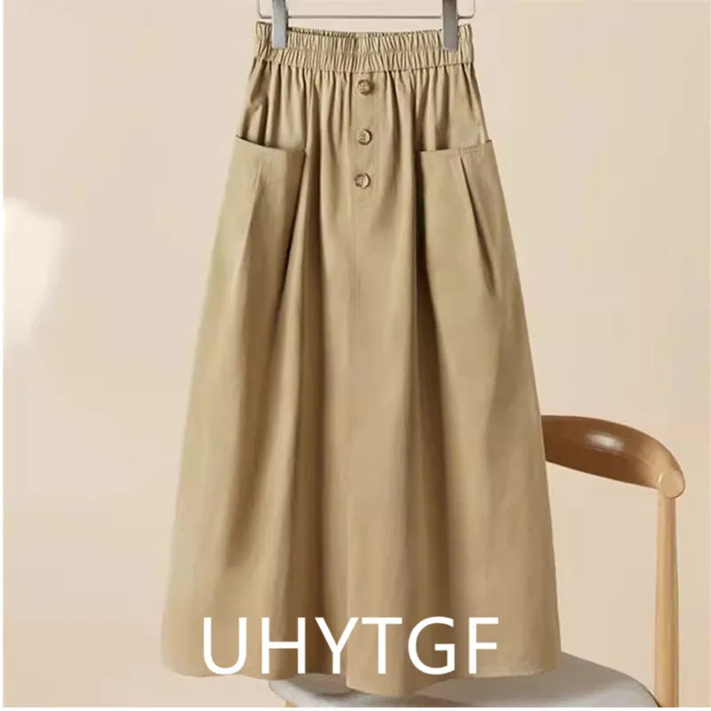 High-Waist A-Line Casual Fashion Big Swing Skirt