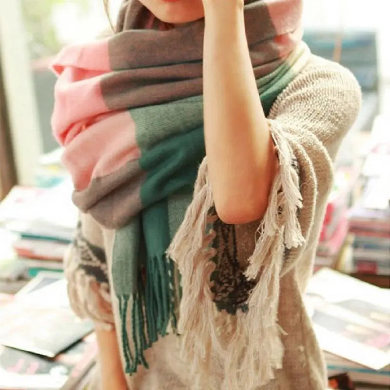 Female Lattice Imitation Cashmere Wild Scarf Shawl