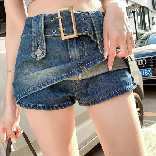 New Mid-Waist Denim Skorts