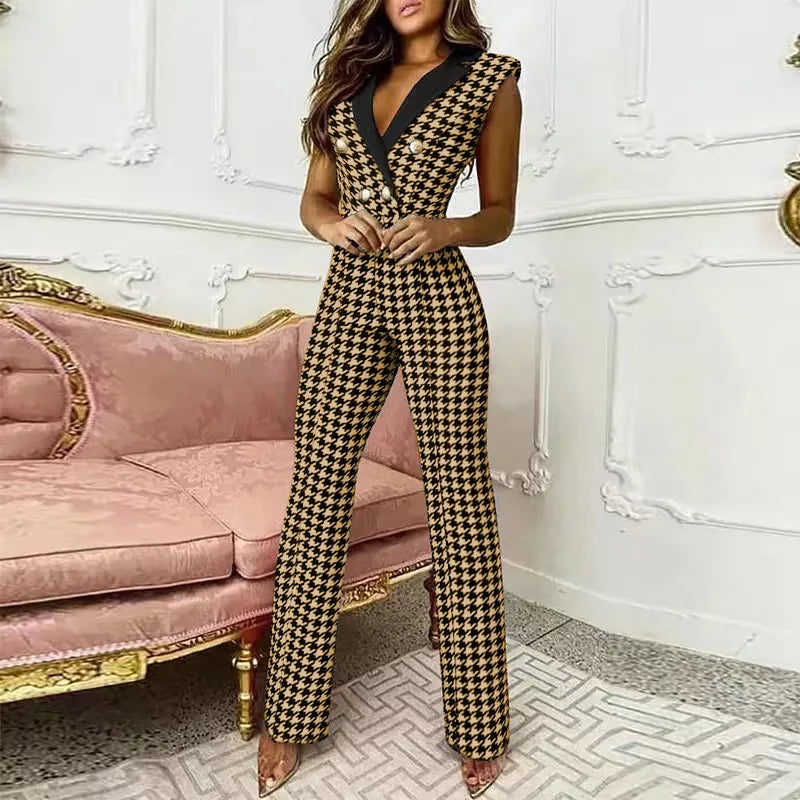 Slim Button-Decorated Jumpsuit