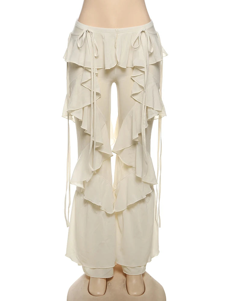 Women's Irregular Tierred Flared Trousers