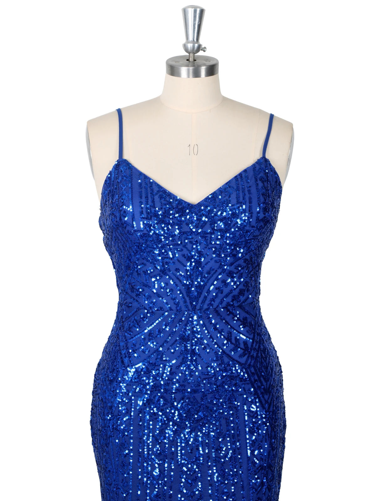 Sparkly Sequin Mermaid Long Spaghetti-Strap V-Neck Evening Dress