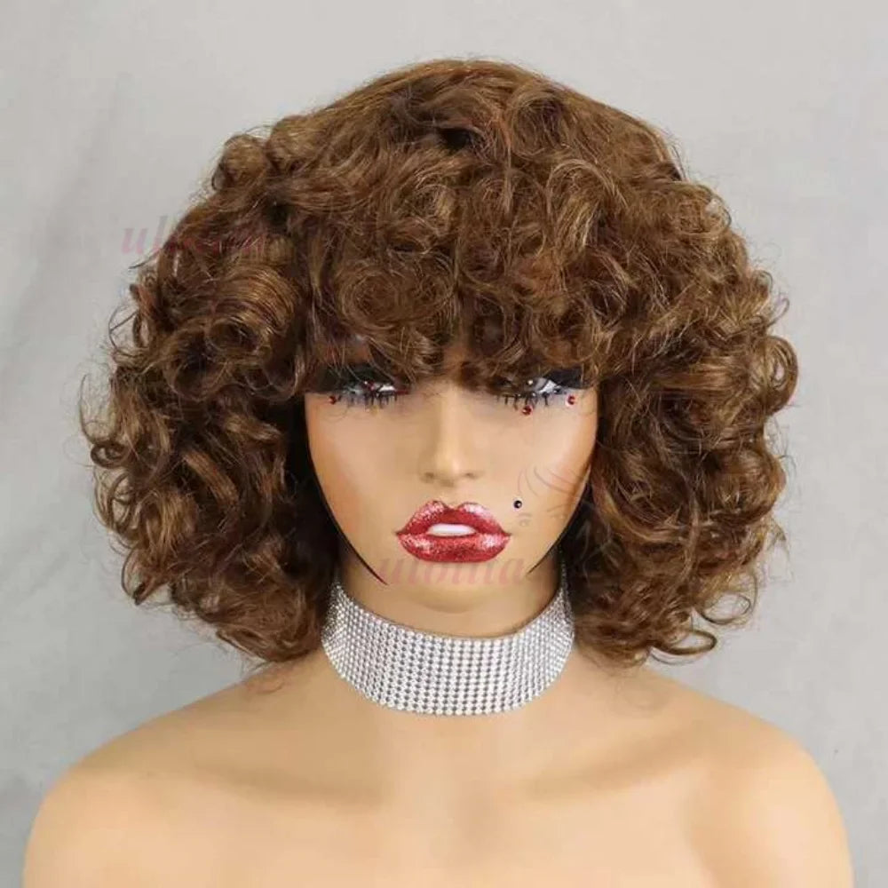Egg Curls Human Hair Wig With Bangs