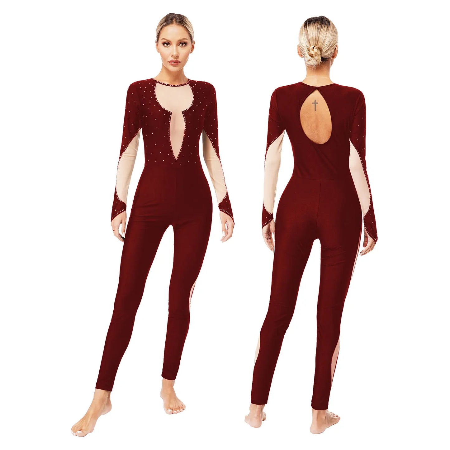 Rhinestones Ballet Dance/Gymnastics Jumpsuit