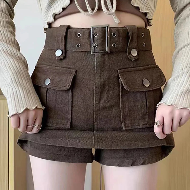 Vintage Denim Cargo Mini Skirt