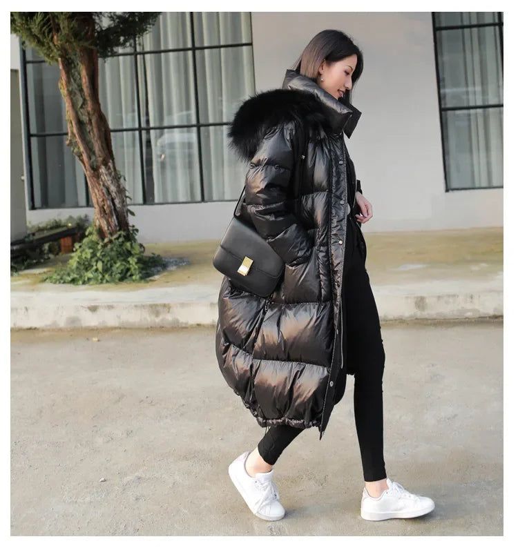 Over-Knee Thickened Loose Winter Jacket for Women