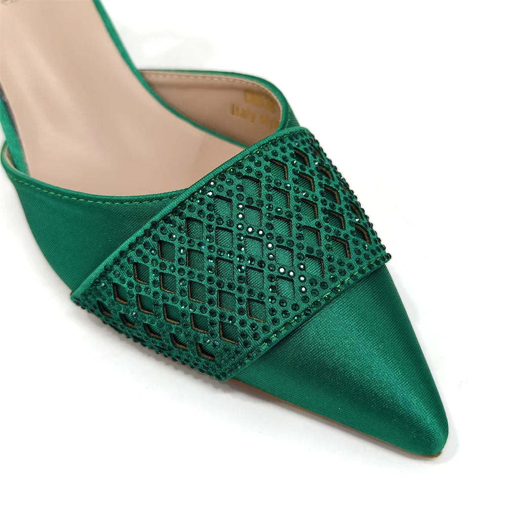 New Elegant Heels & Rhinestone Handbag Set