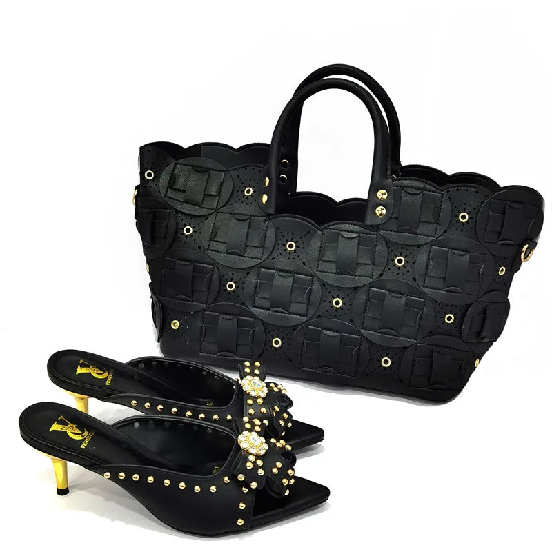 Rivet-Style Matching Shoes & Bag Set