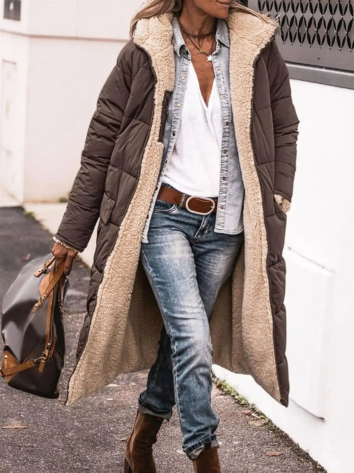 Women's Reversible Winter Hooded Quilted Jacket