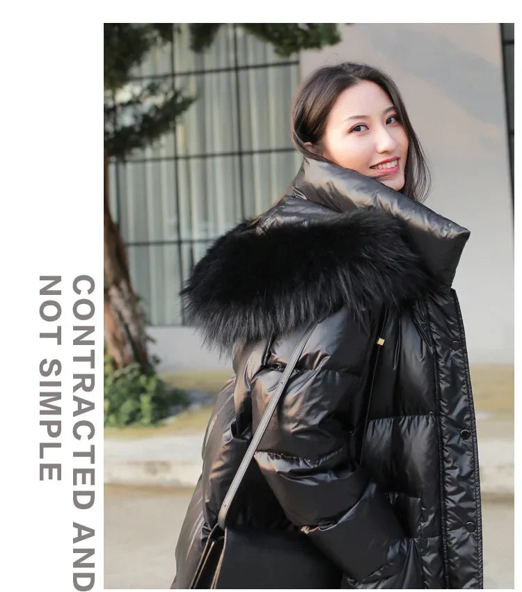 Over-Knee Thickened Loose Winter Jacket for Women