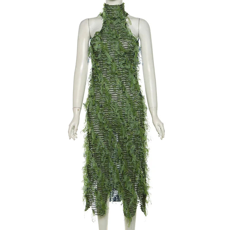 Nibber Panelled Patchwork Dress Women Stacked Y2K Sleeveless Hollow Out Irregular Pleated Vestidos Female Fashion Street Robe