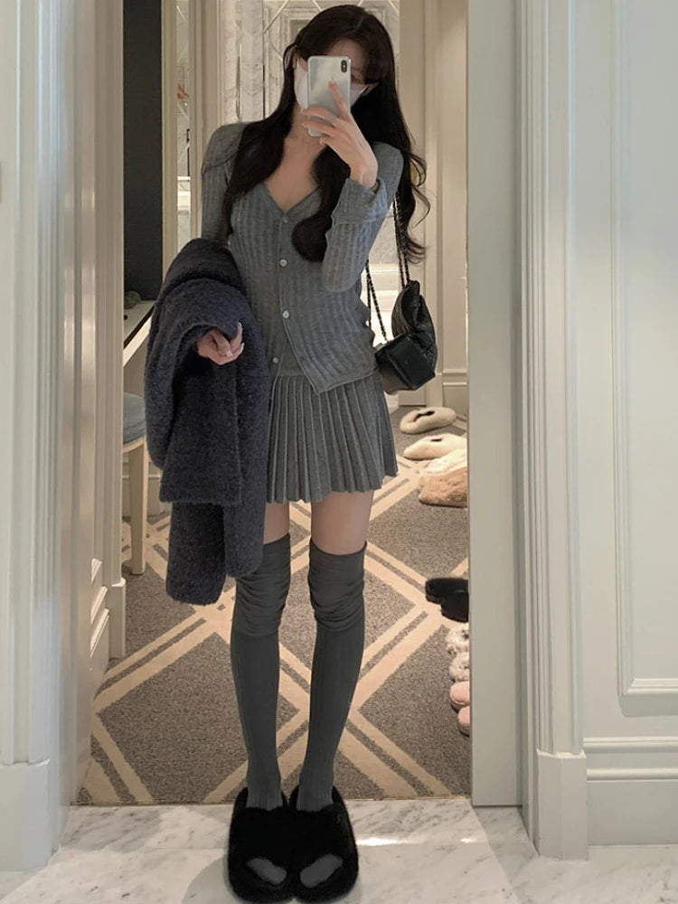 Knitted Cardigan + Mini Skirt