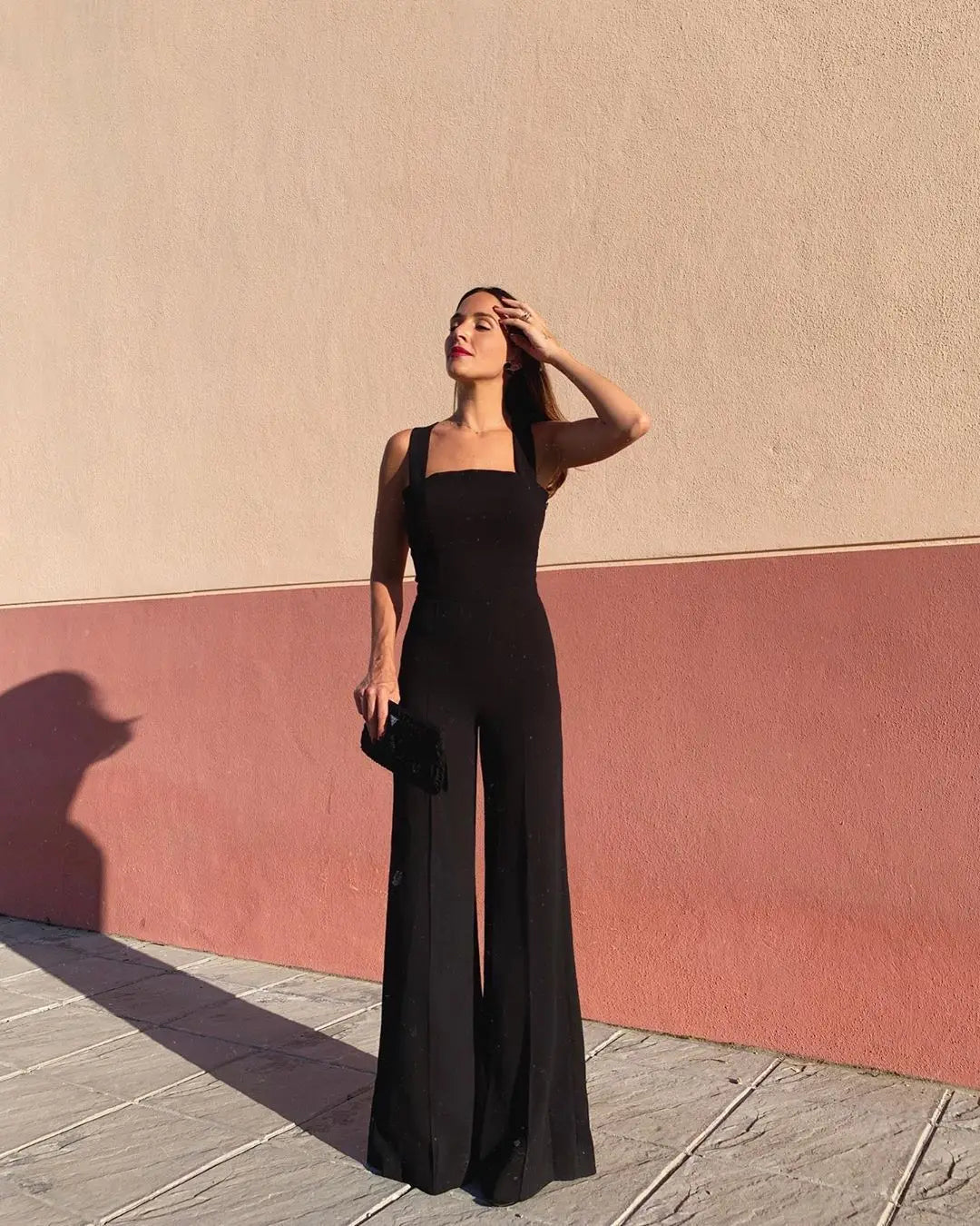 Spaghetti Sleeveless Backless Wide-Leg Jumpsuit