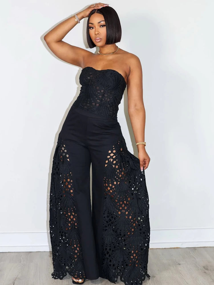 Hollow-Out Lace Outfit