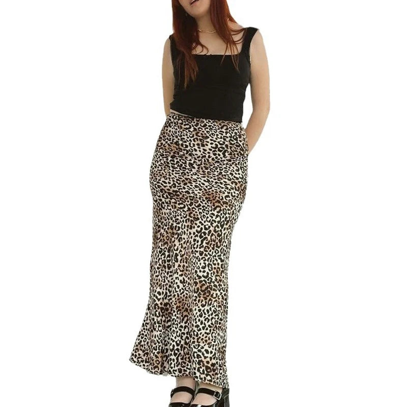 Leopard Print Long Skirt