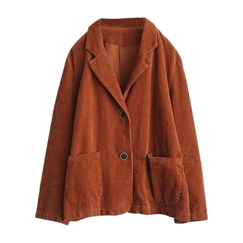 Vintage Suit-Collar Solid-Colour Jacket For Women