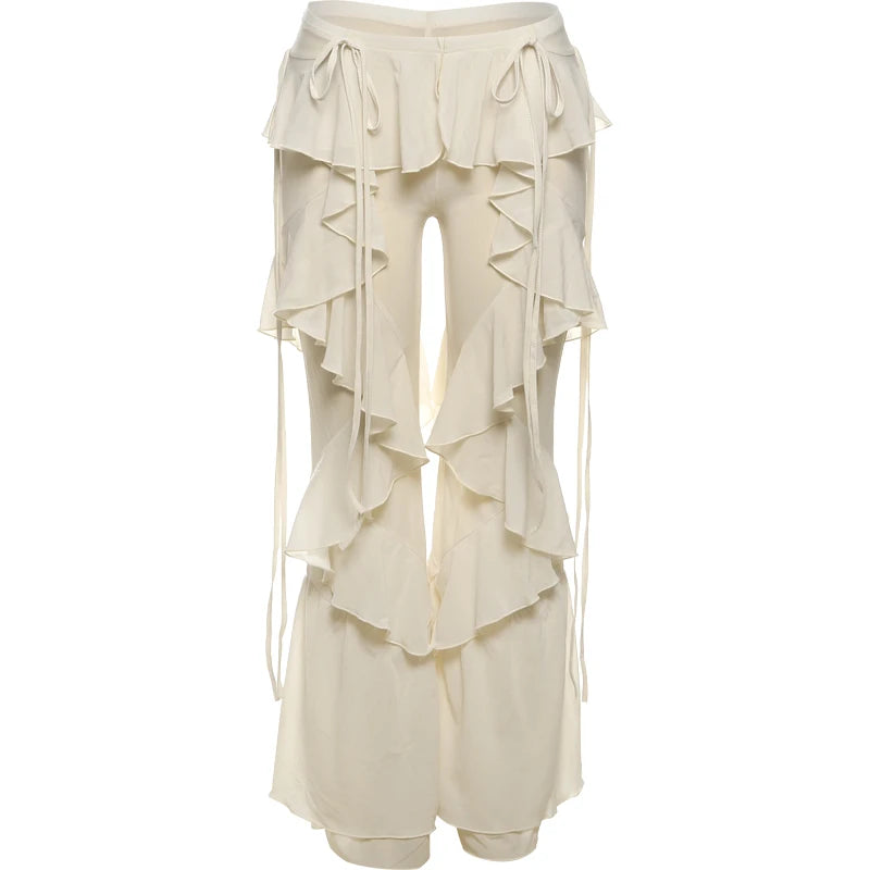 Women's Irregular Tierred Flared Trousers