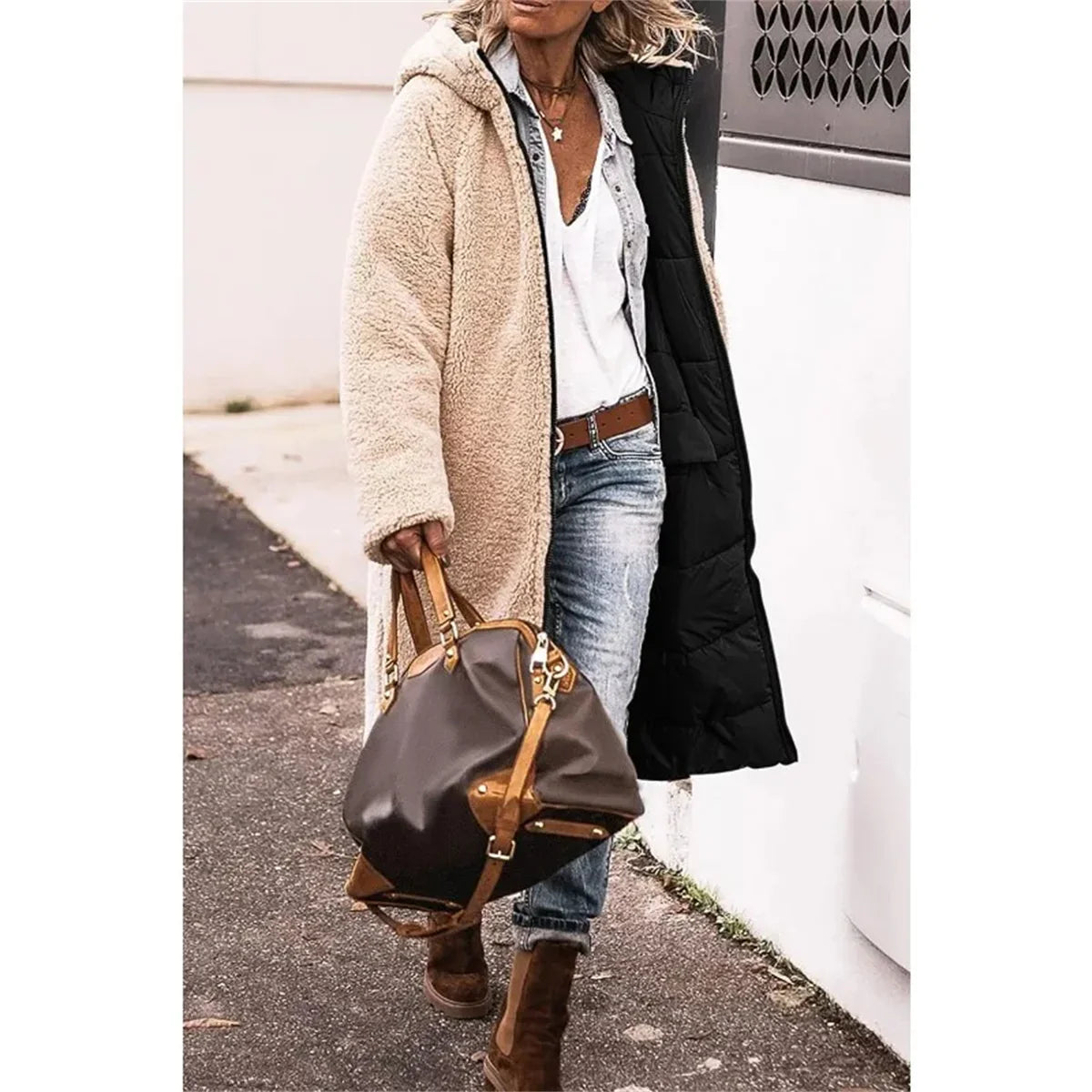 Women's Reversible Winter Hooded Quilted Jacket
