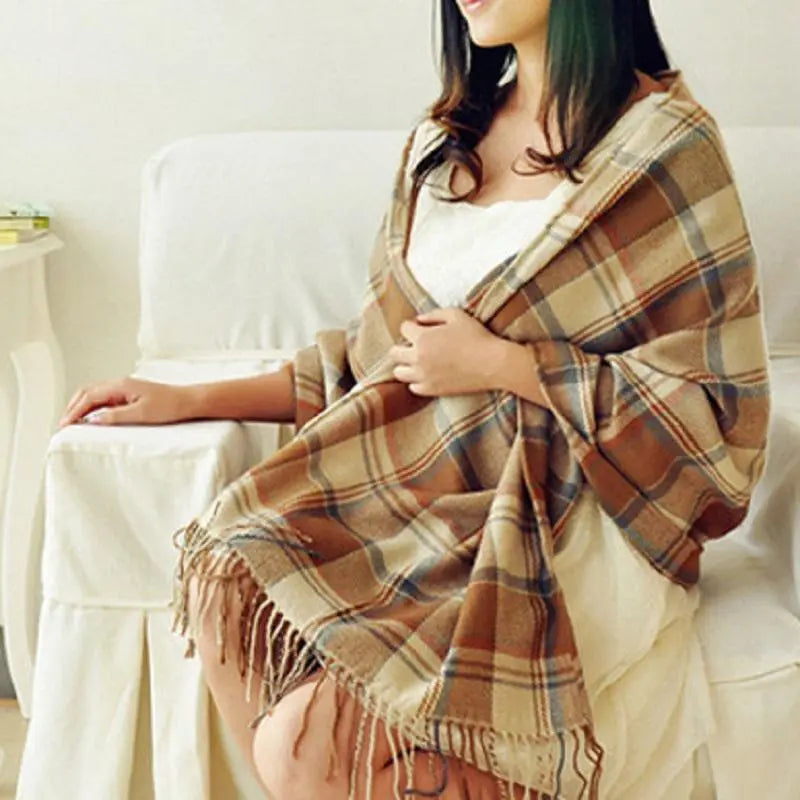 Female Lattice Imitation Cashmere Wild Scarf Shawl