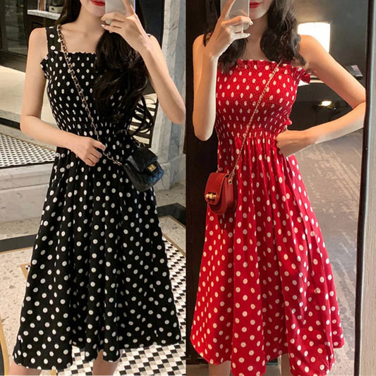 Loose Sleeveless Polka Dot Casual Dress