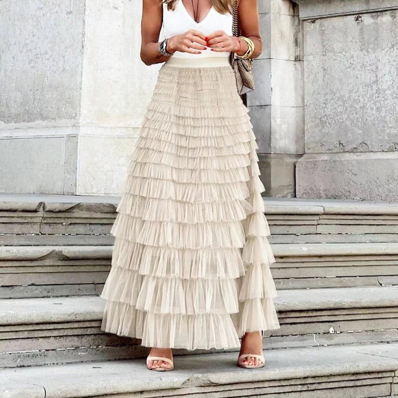 Pleated Long Skirts - Ruffles Design