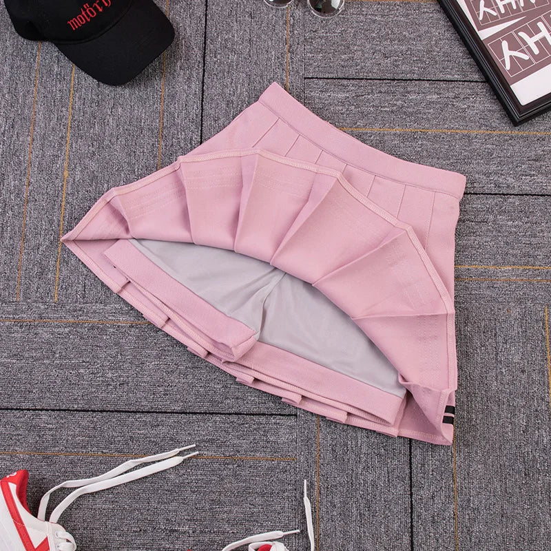 High-Waist Pleated Elastic-Waist Mini Skirt