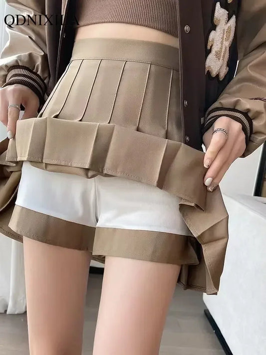 Pleated High-Quality High-Waist  A-Line Mini Skirt