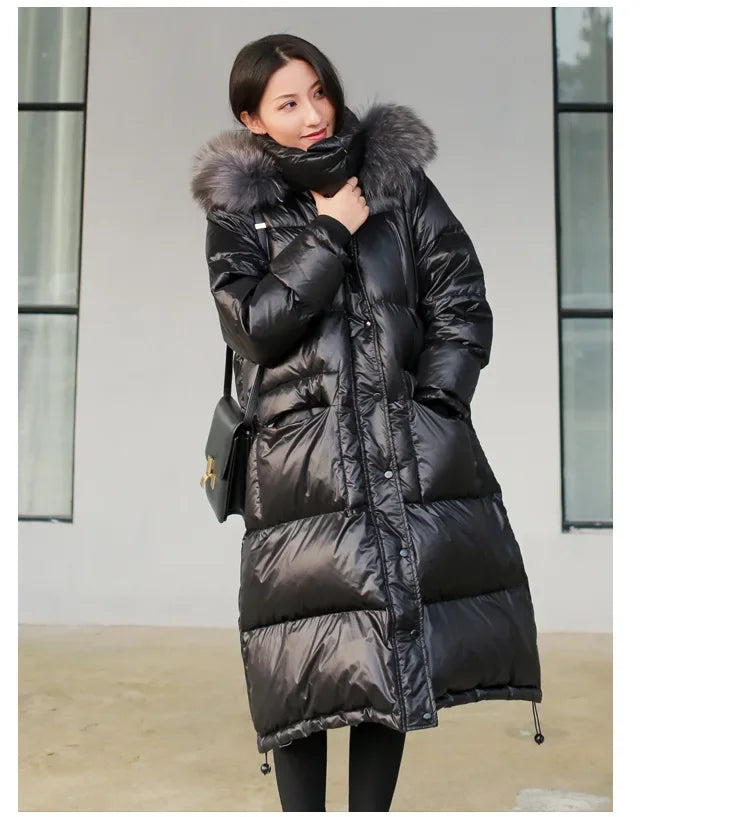 Over-Knee Thickened Loose Winter Jacket for Women