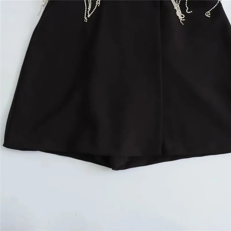 High Street Short Pants Playsuit - Black Colour