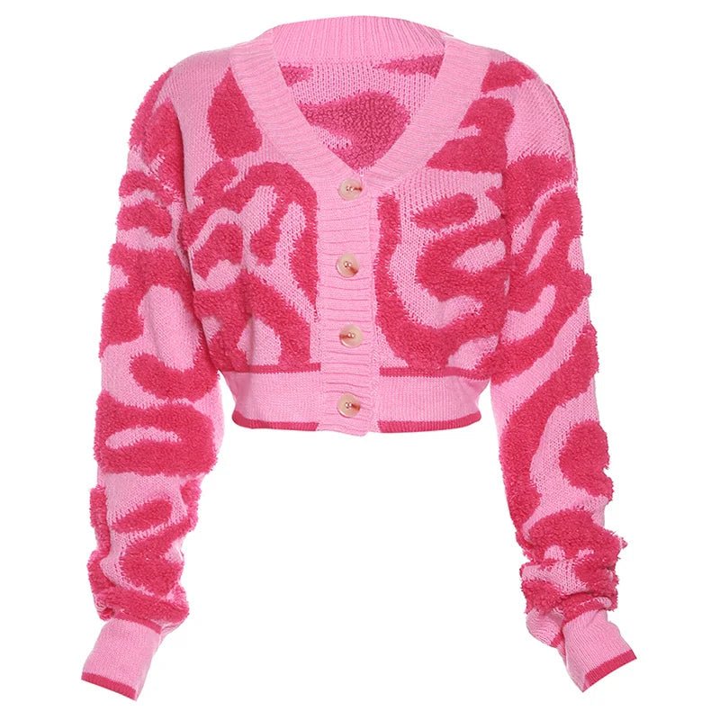 Weird Puss y2k Sweet Cardigan Sweater Women V-Neck Button Autumn Stylish Casual Long Sleeve Warm Wild Streetwear Knit Jumper