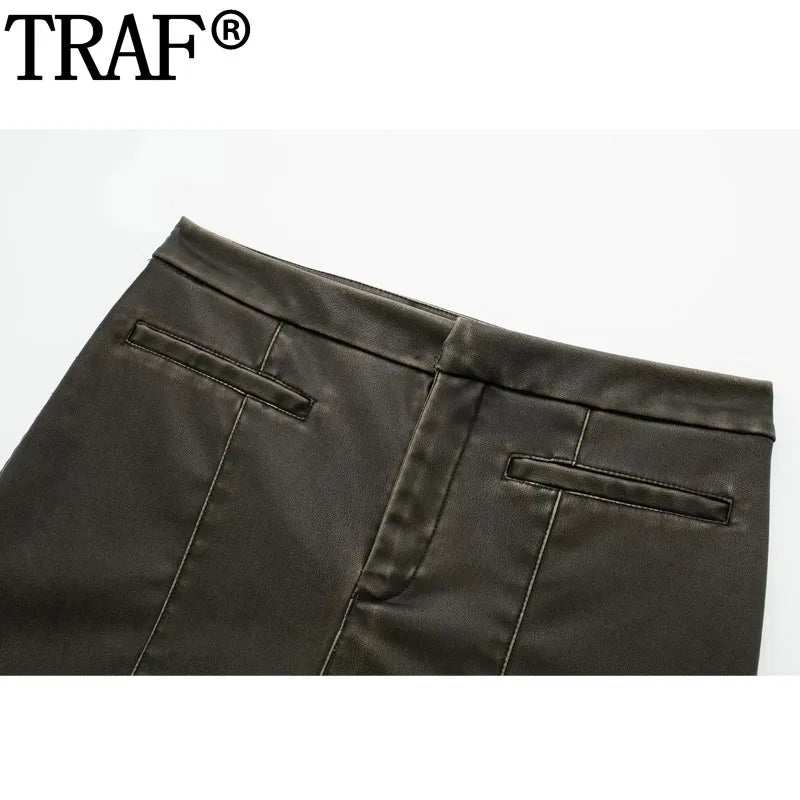 TRAF Faux Leather Mini Skirt