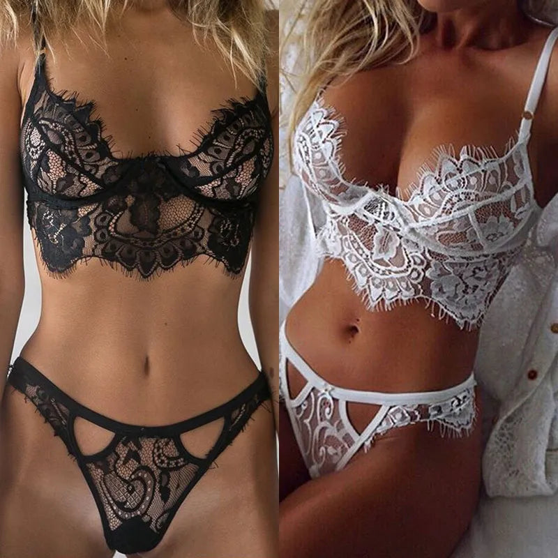 Women's Sexy Lace Underwear Set - Ladies' Hollow-Out Lingerie