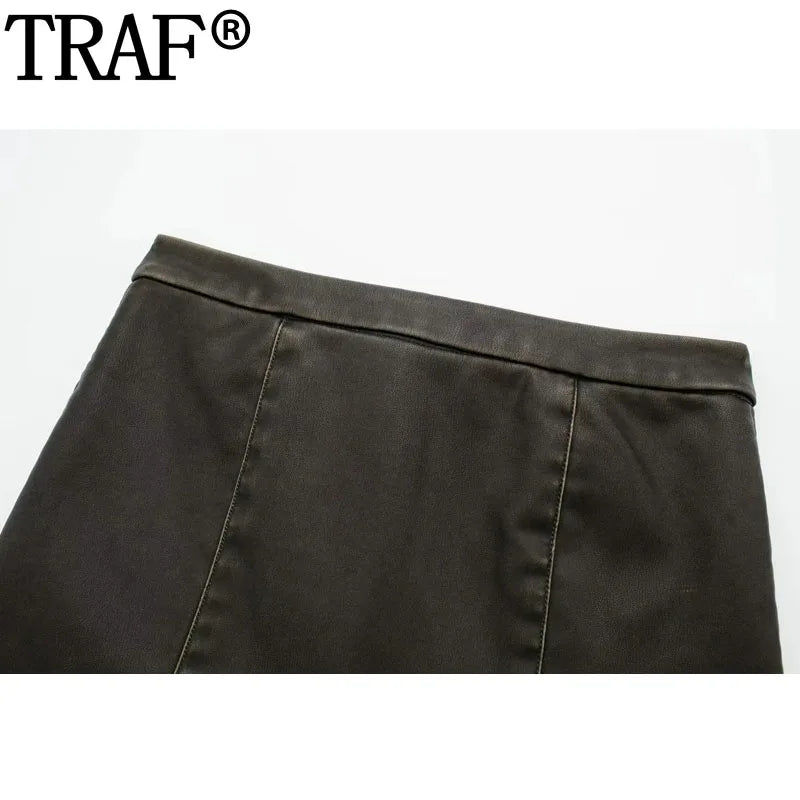 TRAF Faux Leather Mini Skirt