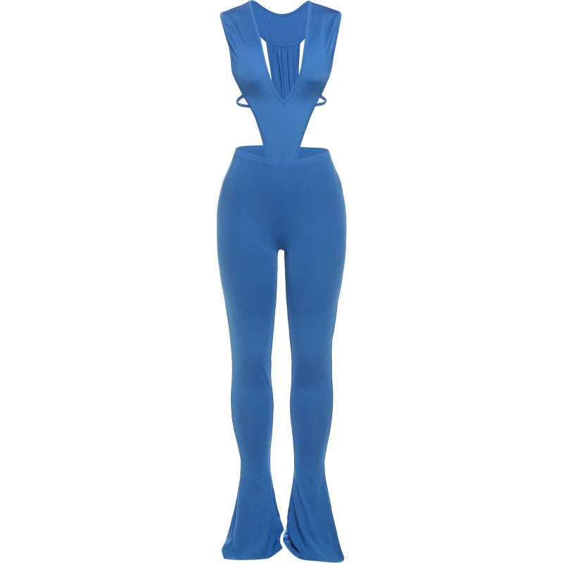 Nibber Fashion Women Tracksuit 2 Piece Set Deep V-Neck Sleeveless Bodysuit+Leggings Matching Streetwear Sexy Hipster Outfits